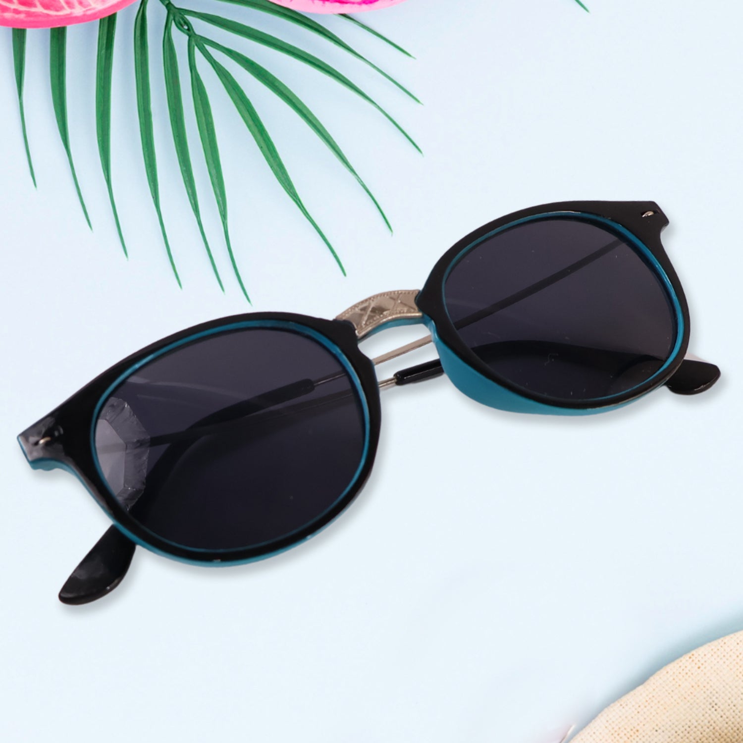 Sky Blue UV Protected Round Sunglasses, classic Sunglasses for Men & Women, Lightweight Sky Blue UV Protected Round Sunglasses, classic Sunglasses for Men & Women, Lightweight